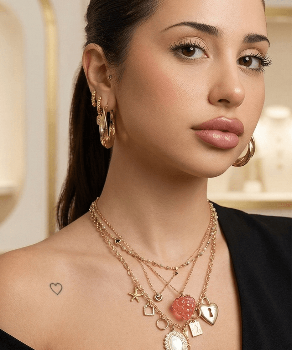 Gold jewelry and skin